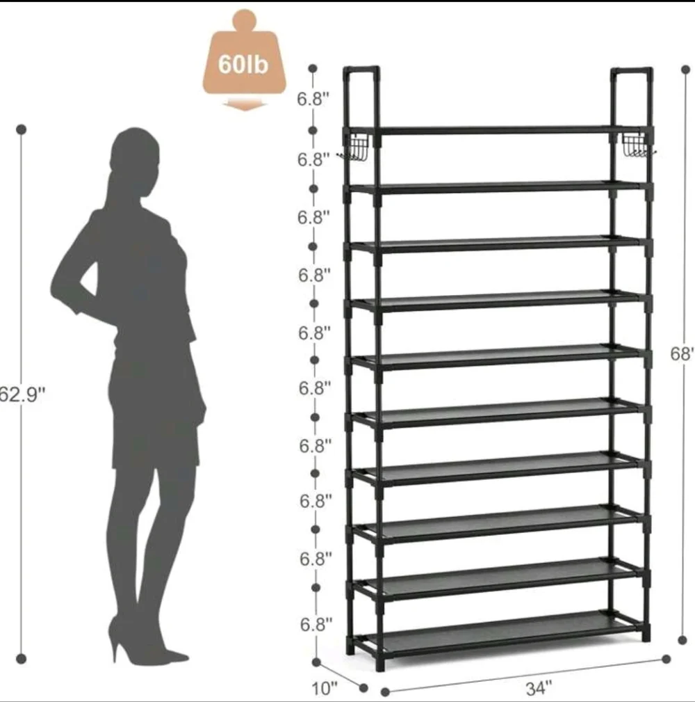 Sturdy Black Multi-Tier Shoe Organizer - Picture 3 of 6